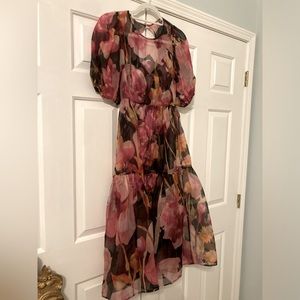 Anthropologie Puff Sleeve Organza Midi Dress- Small